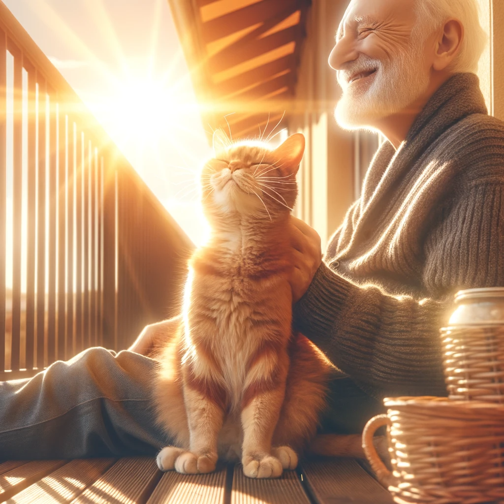 Качество жизни - старая кошка в счастливом моменте
