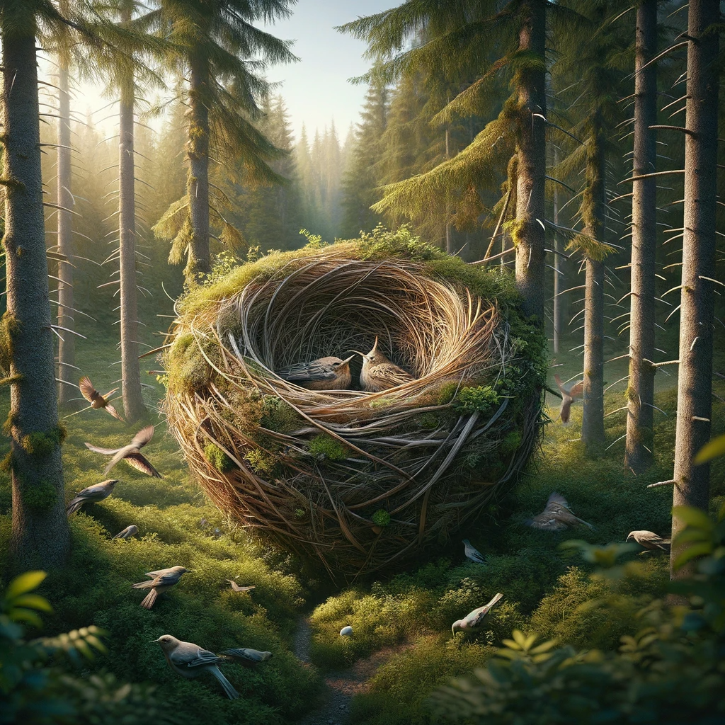 Птичье гнездо в российской тайге